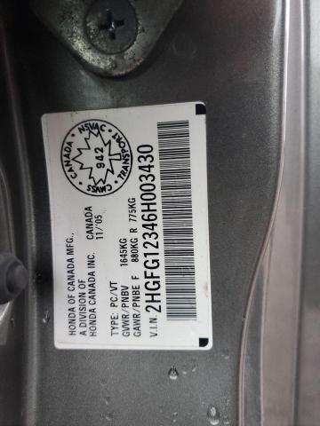 2HGFG12346H003430 - 2006 HONDA CIVIC DX VP Մոխրագույն լուսանկար 13