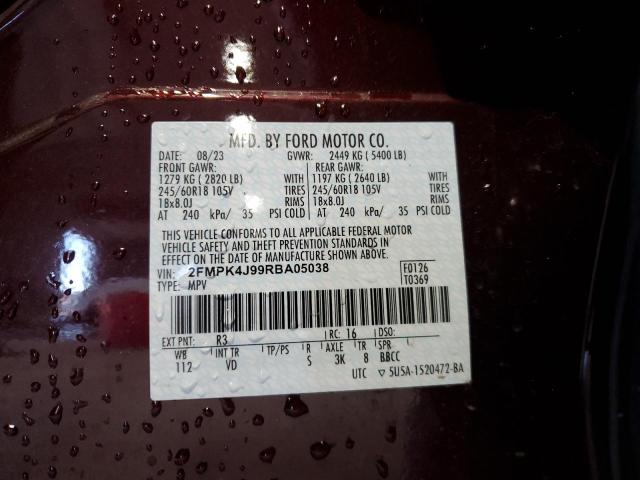 2FMPK4J99RBA05038 - 2024 FORD EDGE SEL ბურგუნდია ფოტო 13