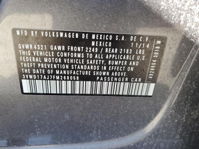 3VWD17AJ7FM268058 - 2015 VOLKSWAGEN JETTA SE Boz foto 12