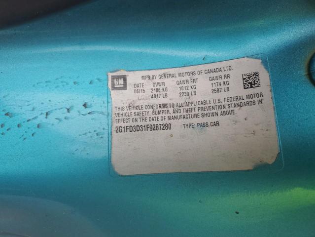 2G1FD3D31F9287280 - 2015 CHEVROLET CAMARO LT 青绿色 照片 13