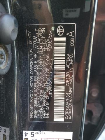JTDBR32E070124207 - 2007 TOYOTA COROLLA CE BLACK photo 12