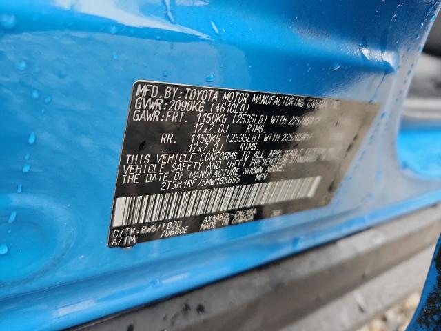 2T3H1RFV5MW165695 - 2021 TOYOTA RAV4 LE ლურჯი ფოტო 13