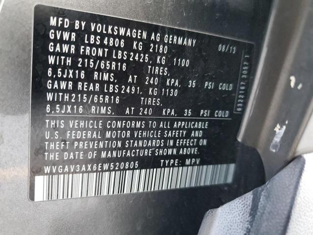 WVGAV3AX6EW520805 - 2014 VOLKSWAGEN TIGUAN S 灰色 照片 14