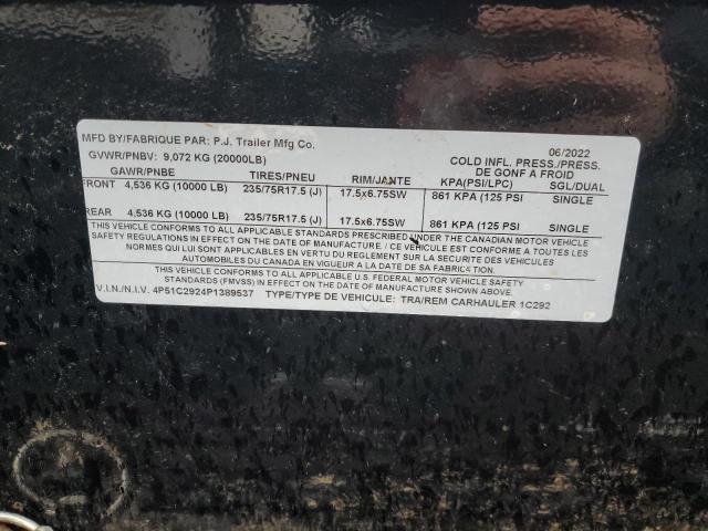 4P51C2924P1389537 - 2023 PJ TRAILER BLACK photo 10