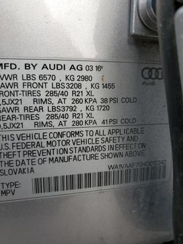 WA1VAAF70HD012242 - 2017 AUDI Q7 PRESTIGE 银色 照片 13