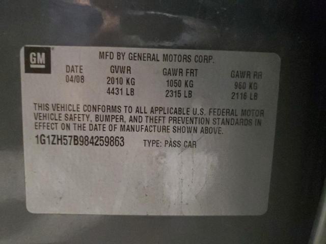 1G1ZH57B984259863 - 2008 CHEVROLET MALIBU 1LT GRAY photo 12