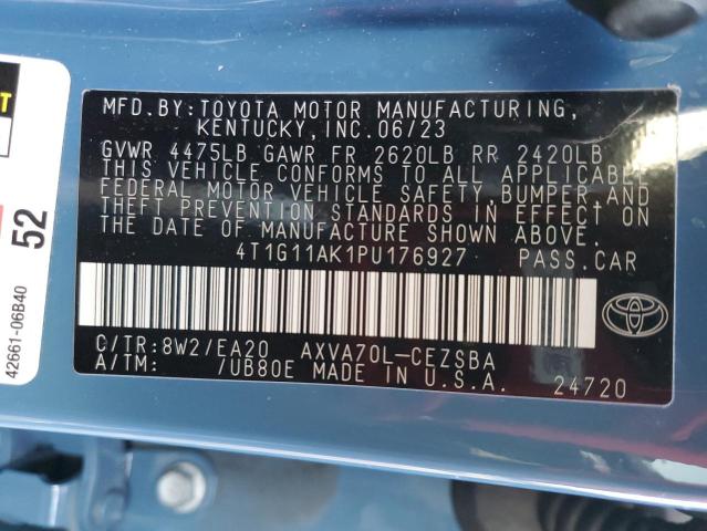 4T1G11AK1PU176927 - 2023 TOYOTA CAMRY SE NIGHT SHADE BLUE photo 12