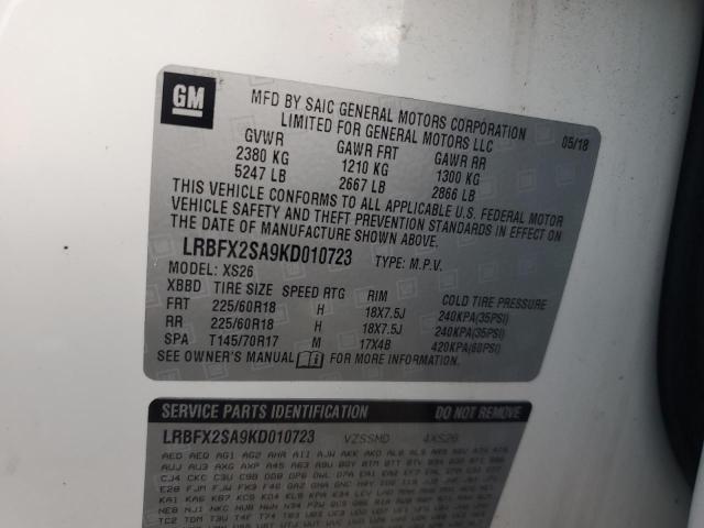 LRBFX2SA9KD010723 - 2019 BUICK ENVISION ESSENCE თეთრი ფოტო 13