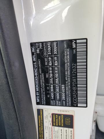 4JGDA5HB7DA112632 - 2013 MERCEDES-BENZ ML 350 4MATIC WHITE photo 13