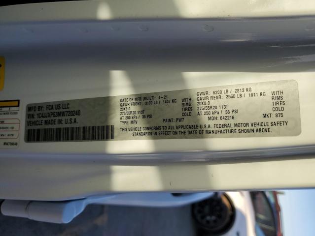 1C4JJXP63MW720240 - 2021 JEEP WRANGLER U SAHARA 4XE WHITE photo 13