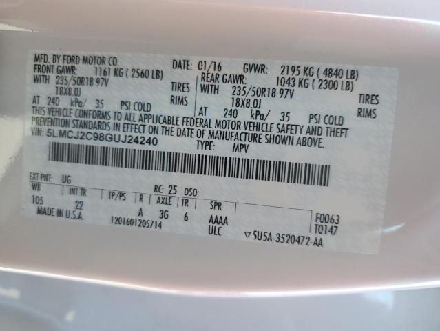 5LMCJ2C98GUJ24240 - 2016 LINCOLN MKC SELECT თეთრი ფოტო 13