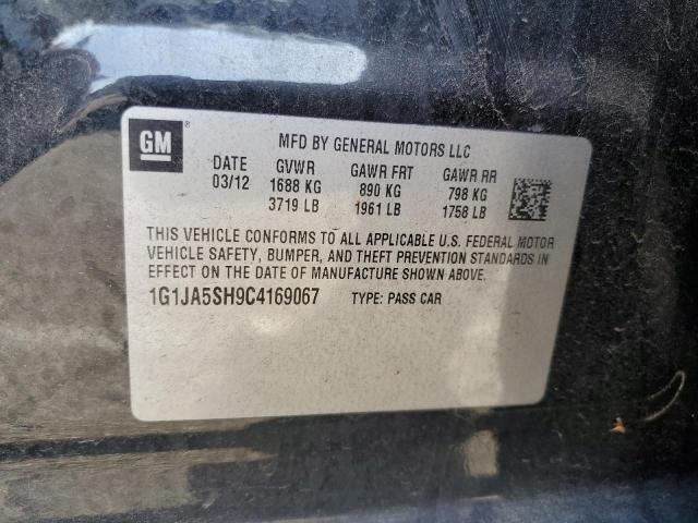 1G1JA5SH9C4169067 - 2012 CHEVROLET SONIC LS BLACK photo 12