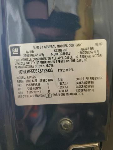 1GNLRFED5AS122433 - 2010 CHEVROLET TRAVERSE LT Mavi foto 13