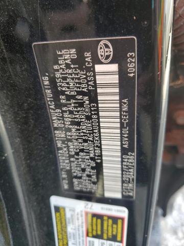 4T1BF3EK6AU008113 - 2010 TOYOTA CAMRY BASE 黑色 照片 12