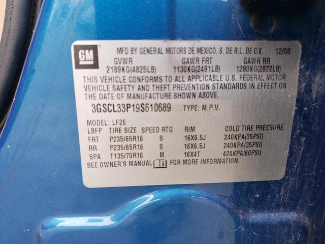 3GSCL33P19S610689 - 2009 SATURN VUE XE BLUE photo 13