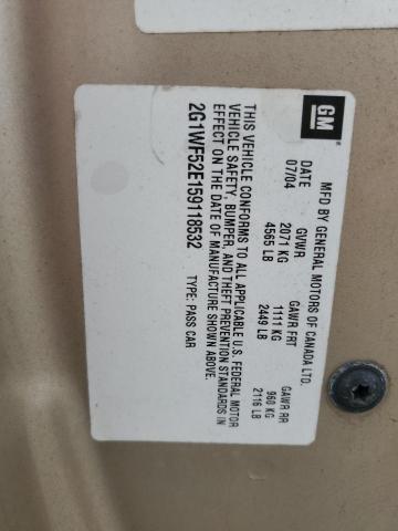 2G1WF52E159118532 - 2005 CHEVROLET IMPALA GOLD photo 12