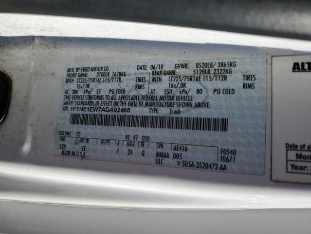 1FTNE1EW7ADA92468 - 2010 FORD ECONOLINE E150 VAN თეთრი ფოტო 14