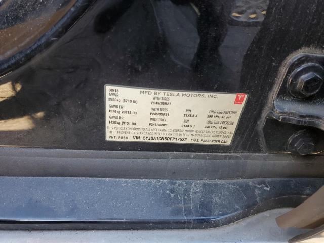 5YJSA1CN5DFP17522 - 2013 TESLA MODEL S BLACK photo 12