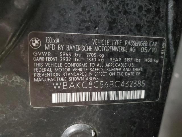 WBAKC8C56BC432385 - 2011 BMW 750 LXI BLACK photo 13