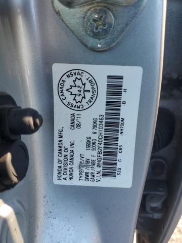 2HGFB2F40CH103463 - 2012 HONDA CIVIC LX SILVER photo 13