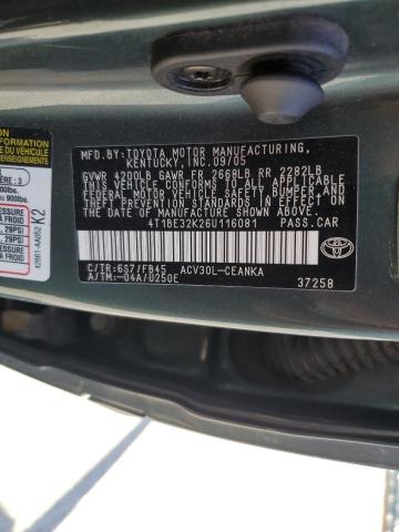 4T1BE32K26U116081 - 2006 TOYOTA CAMRY LE TEAL photo 12