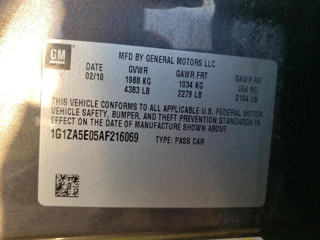 1G1ZA5E05AF216069 - 2010 CHEVROLET MALIBU LS Gris foto 12