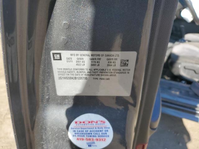 2G1WG5EK2B1226795 - 2011 CHEVROLET IMPALA LT 灰色 照片 12