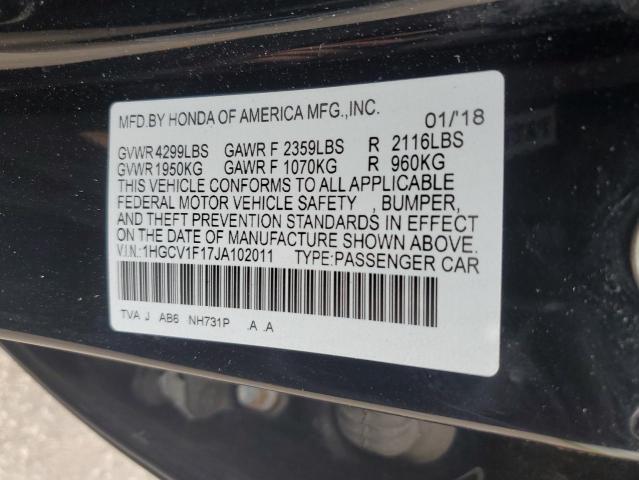 1HGCV1F17JA102011 - 2018 HONDA ACCORD LX შავი ფოტო 12