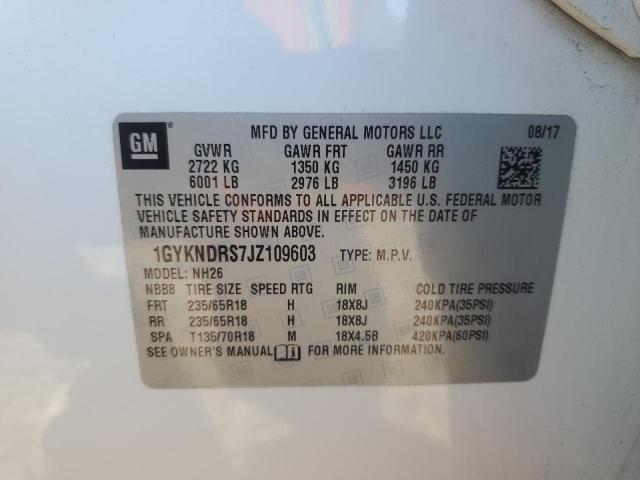 1GYKNDRS7JZ109603 - 2018 CADILLAC XT5 LUXURY თეთრი ფოტო 13