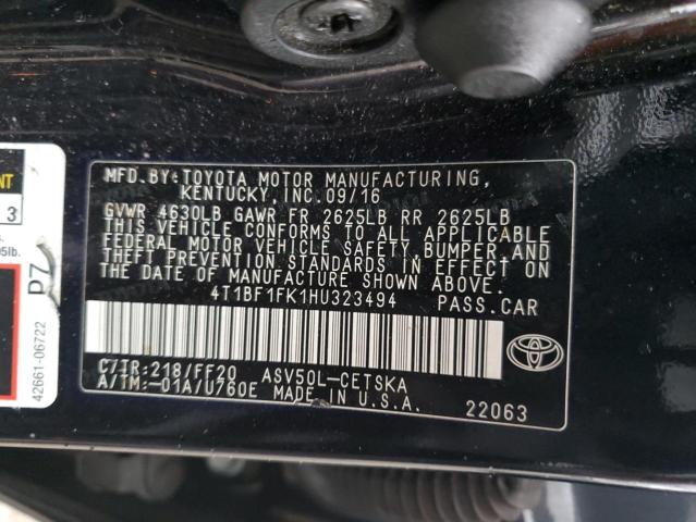 4T1BF1FK1HU323494 - 2017 TOYOTA CAMRY LE BLACK photo 12