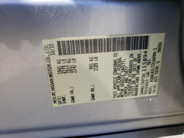 1N4AL2AP1BC115894 - 2011 NISSAN ALTIMA BASE SILVER photo 12