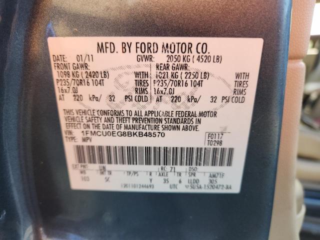 1FMCU0EG8BKB48570 - 2011 FORD ESCAPE LIMITED GRAY photo 13