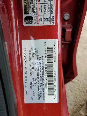 JM1BM1W38F1232868 - 2015 MAZDA 3 GRAND TOURING RED photo 12