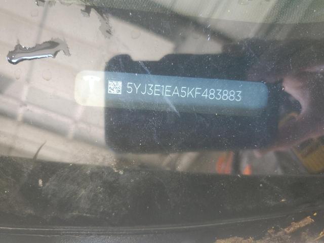 5YJ3E1EA5KF483883 - 2019 TESLA MODEL 3 Beyaz fotoğraf 12