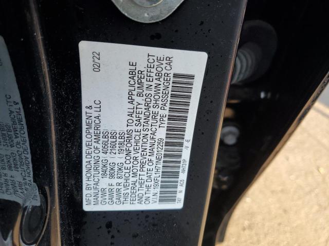 19XFL1H71NE012259 - 2022 HONDA CIVIC EXL 黑色 照片 12