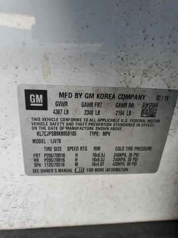 KL7CJPSB9KB858105 - 2019 CHEVROLET TRAX 1LT Biały zdjęcie 13