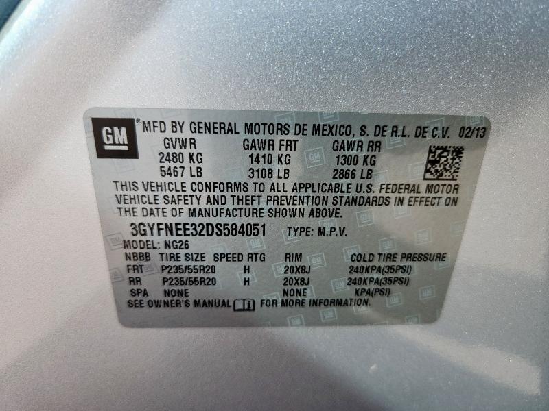 3GYFNEE32DS584051 - 2013 CADILLAC SRX PREMIUM COLLECTION Srebrny zdjęcie 13