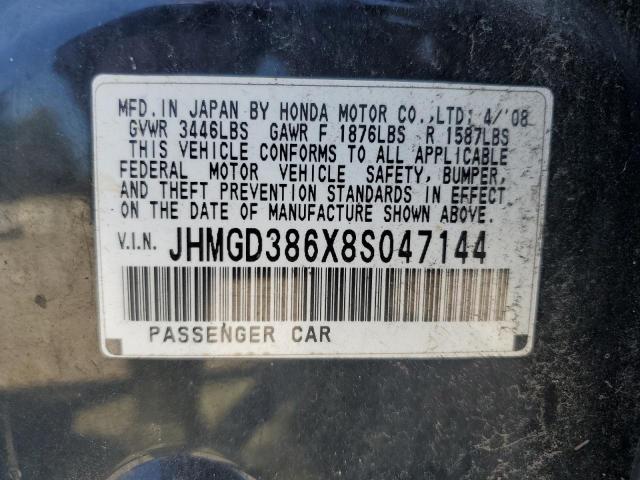 JHMGD386X8S047144 - 2008 HONDA FIT SPORT BLACK photo 13