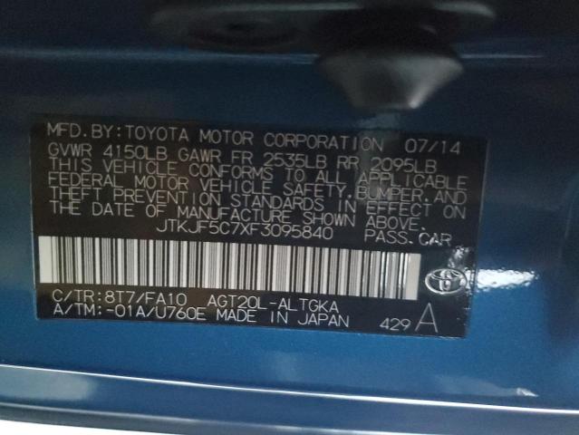 JTKJF5C7XF3095840 - 2015 TOYOTA SCION TC ლურჯი ფოტო 13