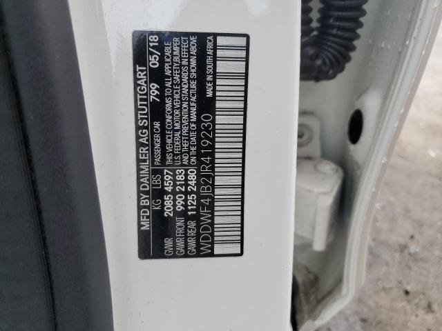 WDDWF4JB2JR419230 - 2018 MERCEDES-BENZ C 300 WHITE photo 12