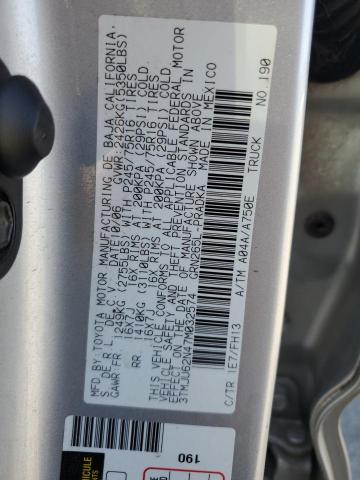 3TMJU62N47M032574 - 2007 TOYOTA TACOMA DOUBLE CAB PRERUNNER SILVER photo 12