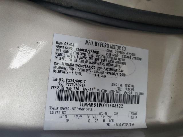 1LNHM81WX4Y688522 - 2004 LINCOLN TOWN CAR EXECUTIVE Silber Foto 12