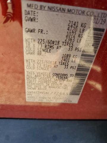 5N1AT2MV5KC772665 - 2019 NISSAN ROGUE S 红色 照片 13