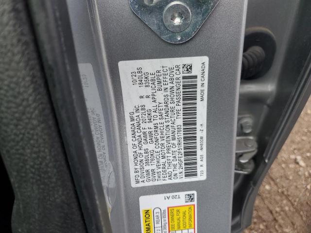2HGFE2F51RH517683 - 2024 HONDA CIVIC SPORT SILVER photo 12