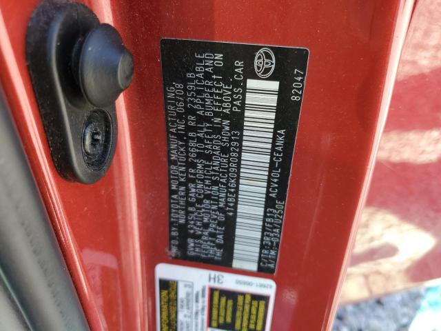 4T4BE46K09R082913 - 2009 TOYOTA CAMRY BASE 红色 照片 12