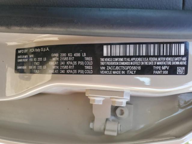 ZACCJBCT5GPD58016 - 2016 JEEP RENEGADE TRAILHAWK TAN photo 13