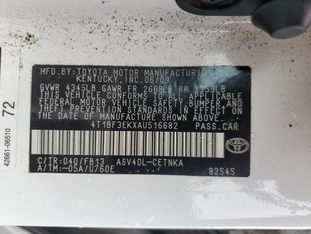 4T1BF3EKXAU516682 - 2010 TOYOTA CAMRY BASE თეთრი ფოტო 13