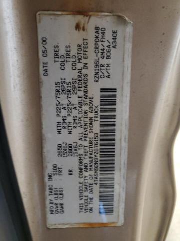 4TASM92N9YZ676153 - 2000 TOYOTA TACOMA XTRACAB PRERUNNER Коричневый фото 12