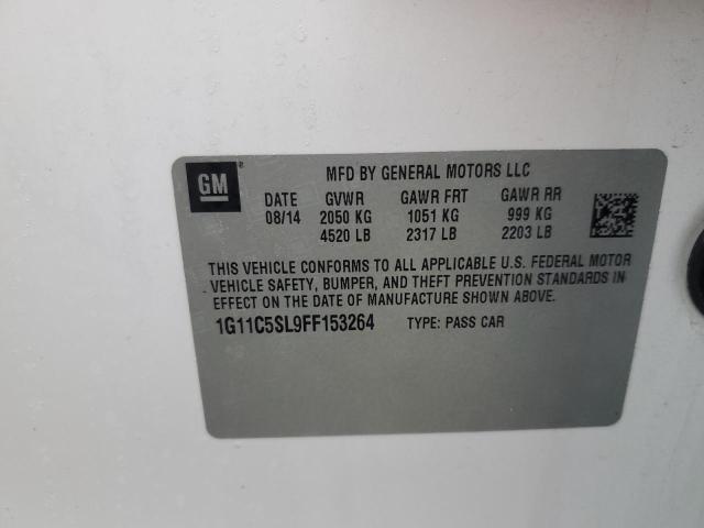 1G11C5SL9FF153264 - 2015 CHEVROLET MALIBU 1LT თეთრი ფოტო 12