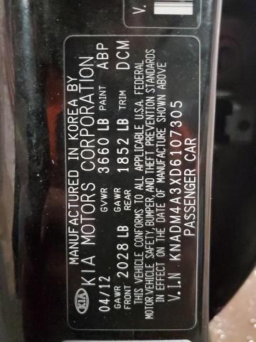 KNADM4A3XD6107305 - 2013 KIA RIO LX BLACK photo 12